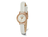 Ladies Chisel Rose Plated Stainless Steel White Dial Analog Watch with White Leather Strap